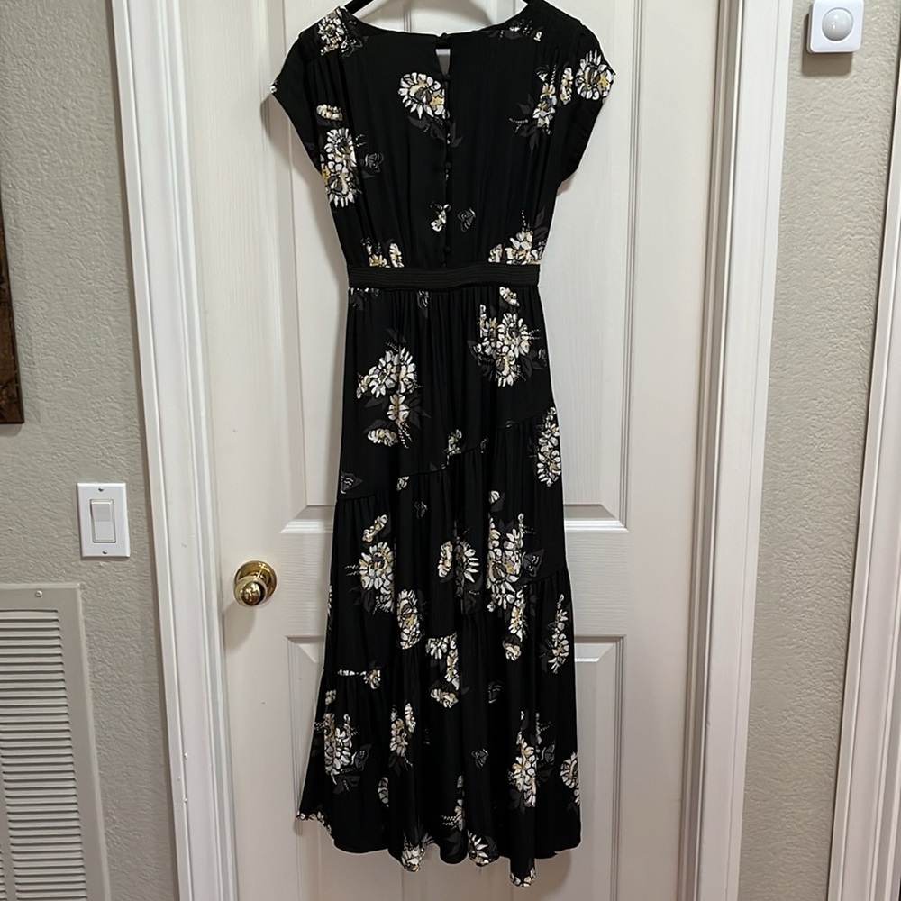 Free People All I Got Midi Maxi Dress Tiered Deep V Floral Boho Sz 0 - Picture 8 of 16